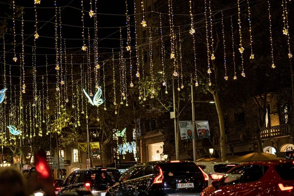 Barcelona Spanien Dezember 2019 Stadtbeleuchtung Dezember Weihnachten Barcelona — Stockfoto