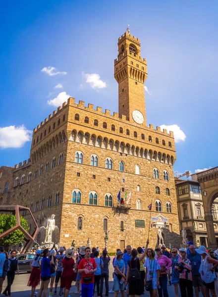 Florence Italy Temmuz 2019 Parlamento Meydanı Floransa Daki Arnolfo Kulesi — Stok fotoğraf