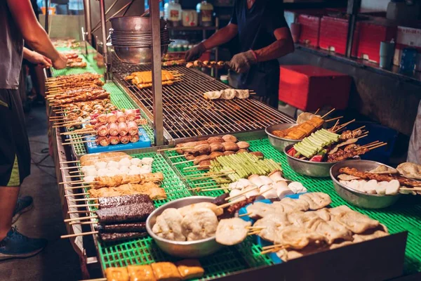 Een Close Shot Van Traditionele Taiwanese Barbecue Traditionele Nachtmarkt Zhubei — Stockfoto