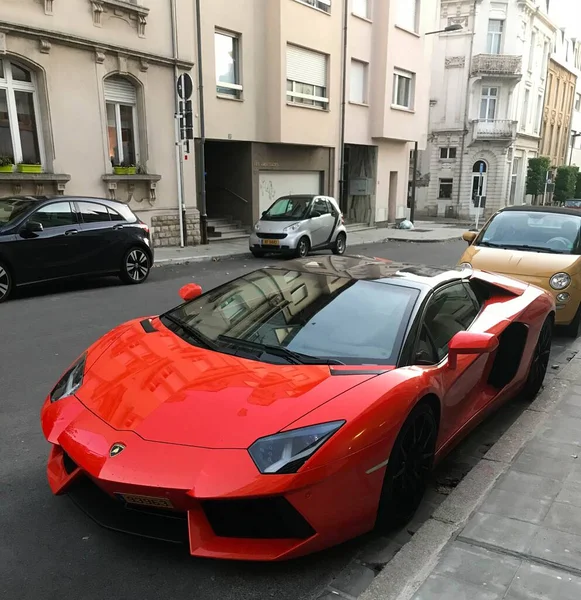 Luxembourg Luxembourg Octombrie 2019 Lamborghini Aventador Parcat Centrul Orașului Luxemburg — Fotografie, imagine de stoc