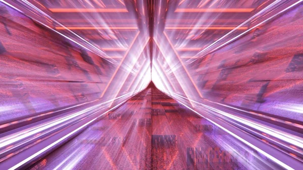 Rendu Couloir Futuriste Cool Trippy Sous Une Forme Triangulaire — Photo