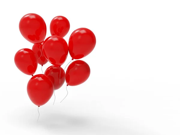 Uma Renderização Balões Vermelhos Isolados Fundo Branco — Fotografia de Stock