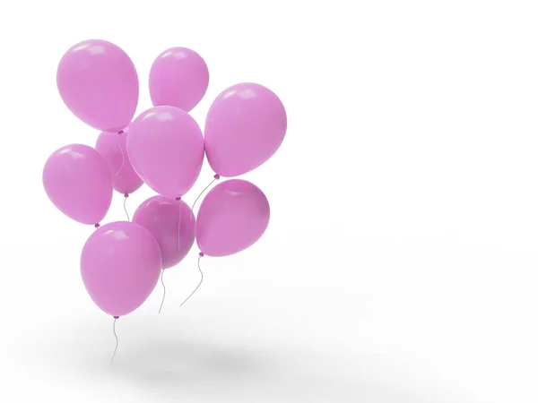 Uma Renderização Balões Rosa Isolados Fundo Branco — Fotografia de Stock