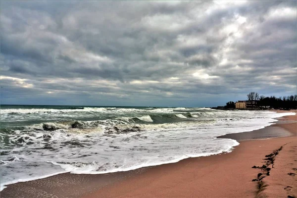 Strand Eforie Nord Rumänien Einem Bewölkten Tag — Stockfoto