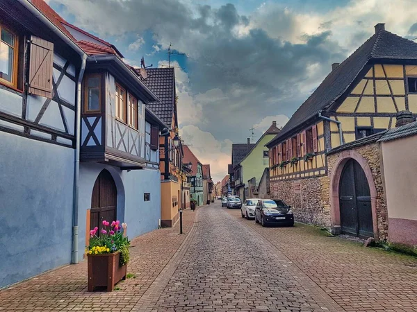 Alsace Fransa Nın Güzel Colmar Köyünde Renkli Geleneksel Evler Avrupa — Stok fotoğraf