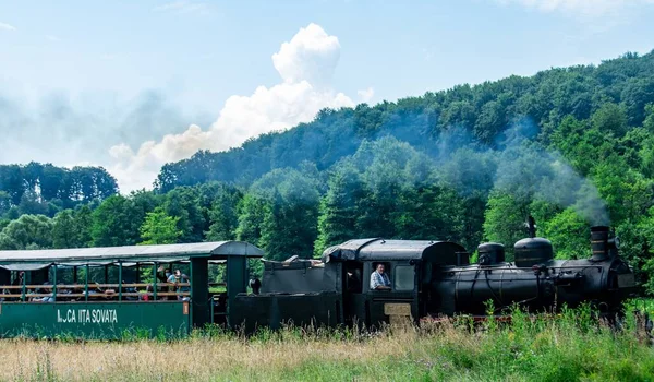 Sovata Romania Jul 2020 Narrow Gauge Train Tourists Sovata Resort — Stock Photo, Image