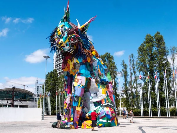 Lissabon Portugal 2019 Augusztus Ibériai Lynx Szobor Lisszabonban Portugáliában Nemzetek — Stock Fotó