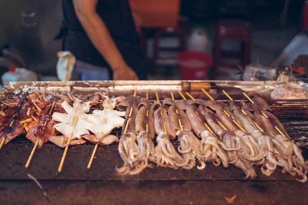Een Close Shot Van Inktvis Traditionele Nachtmarkt Zhubei Taiwan — Stockfoto