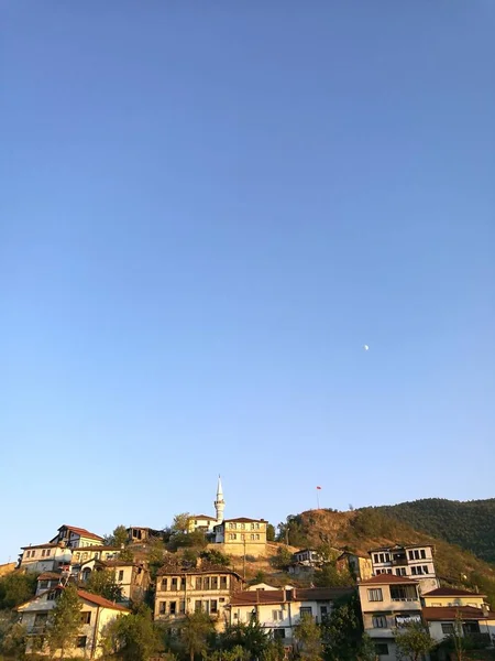 Staré Osmanské Vily Venkovské Domy Mešitou Minaret Horách Tarakli Turecku — Stock fotografie