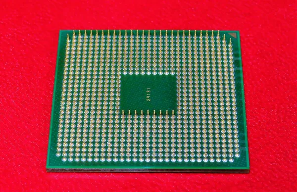 Een Hoge Hoek Opname Van Pinnen Van Een Microprocessor Een — Stockfoto