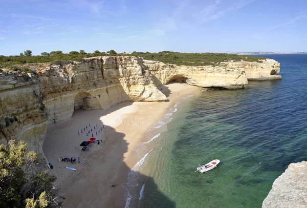 Madártávlat Egy Gyönyörű Tengerpartra Algarve Ban Portugáliában — Stock Fotó