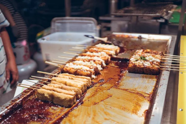 Een Close Shot Van Traditionele Taiwanese Barbecue Traditionele Nachtmarkt Zhubei — Stockfoto