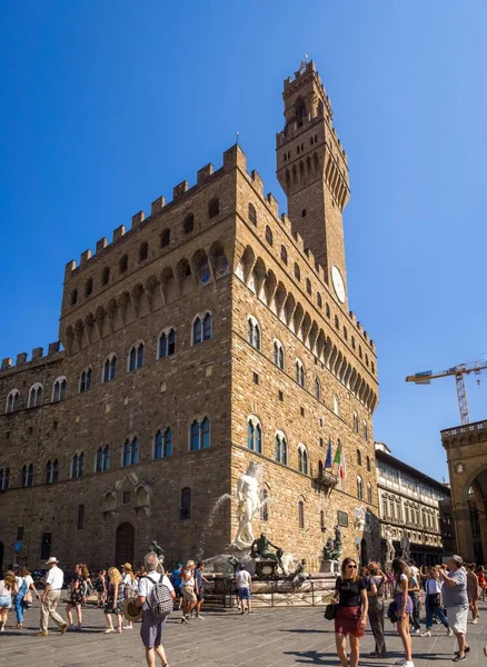 Florence Italy Temmuz 2019 Parlamento Meydanı Floransa Daki Arnolfo Kulesi — Stok fotoğraf