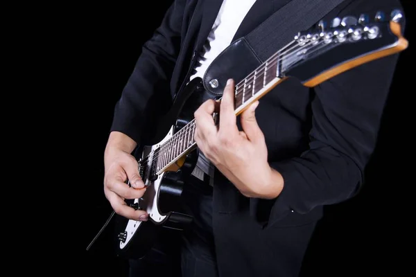 Nahaufnahme Einer Schönen Bassgitarre Männlichen Händen — Stockfoto