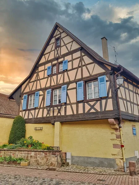 Alsasko Barevné Tradiční Domy Krásné Vesnici Colmar Francie Evropa — Stock fotografie