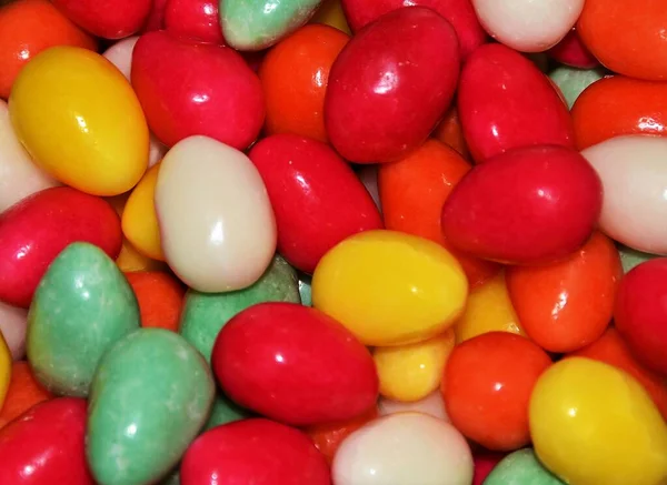 Sebuah Foto Closeup Permen Jelly Kacang Berwarna Warni — Stok Foto