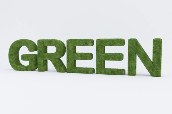 Рендеринг Зеленого Слова Белом Фоне — стоковое фото