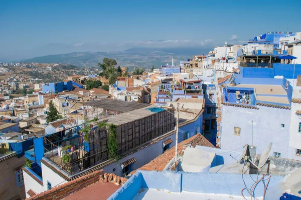 Chefchaouen Morocco Aug 2018 Bird Eye View Roof Tops Medina — стоковое фото