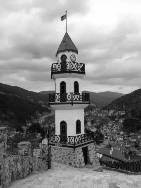 Una Foto Verticale Scala Grigi Della Torre Della Vittoria Goynuk — Foto Stock