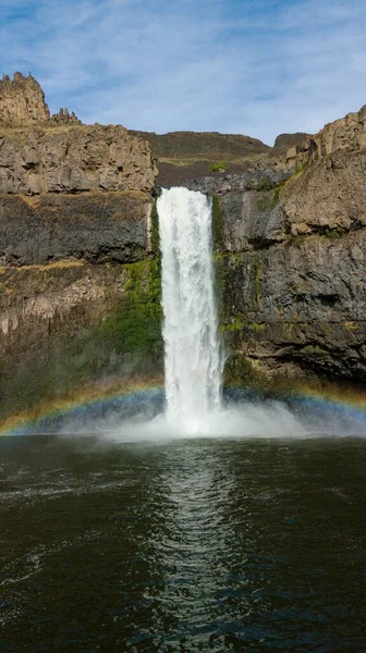 Plan Vertical Des Chutes Palouse Avec Arc Ciel Dessus Aux — Photo