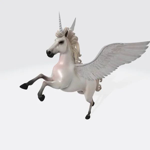 Ilustración Unicornio Blanco Aislado Sobre Fondo Blanco — Foto de Stock