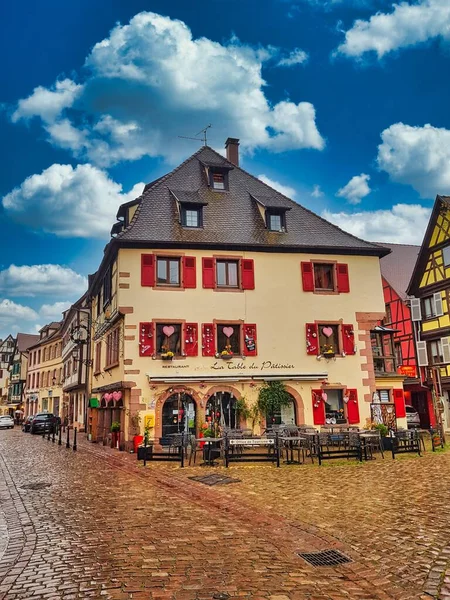 Vacker Medeltida Gata Alsace Frankrike Tyskland Område Europa — Stockfoto