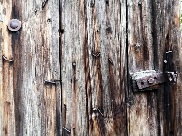 Una Porta Vecchio Capanno Legno Fatiscente Nel Centro Storico Della — Foto Stock