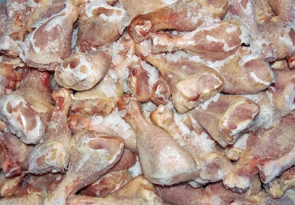 Donmuş Çiğ Tavuk Budu Budu Yakın Plan Çekimi — Stok fotoğraf