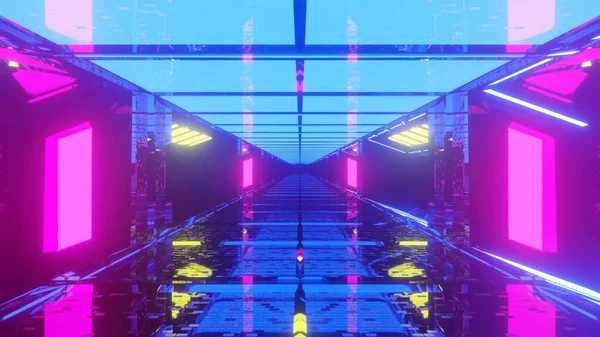 Rendering Cool Sci Futuristic Background Blue Purple Lights — Stock Photo, Image