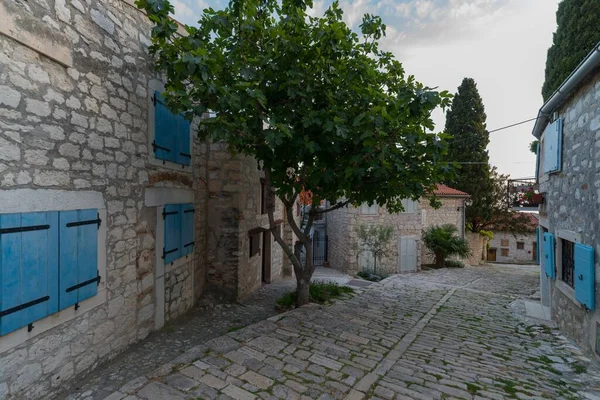 Une Ville Croate Avec Ses Maisons Pierre Ses Rues Étroites — Photo