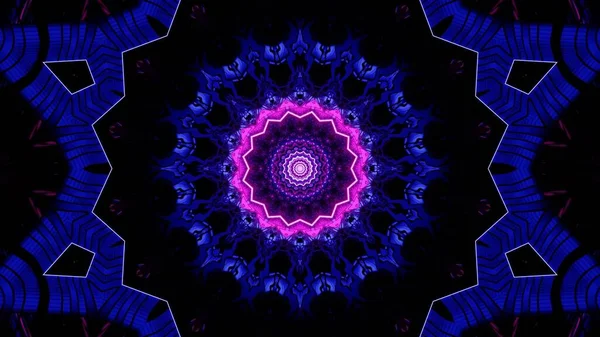 Uma Ilustração Digital Luzes Néon Roxo Uma Forma Mandala Simétrica — Fotografia de Stock