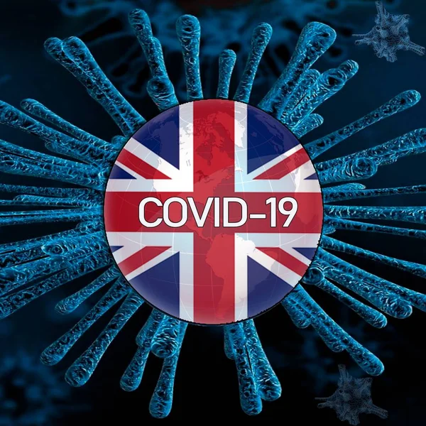 국기가 코로나 바이러스 세포를 렌더링 코로나 바이러스의 — 스톡 사진