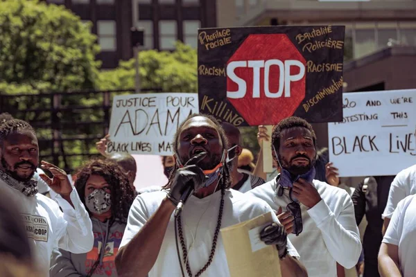 Montral Kanada Június 2020 Montreal Fekete Életek Számít Békés Tiltakozás — Stock Fotó