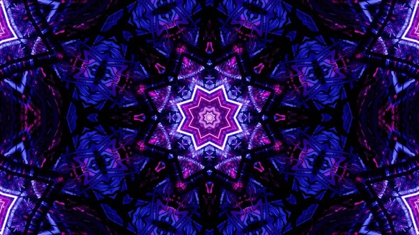 Una Ilustración Gráfica Luces Neón Púrpura Forma Mandala Simétrica Sobre —  Fotos de Stock