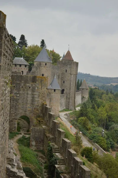 Carcassonne Fransa Bulunan Carcassonne Şehrinin Dikey Çekimi — Stok fotoğraf
