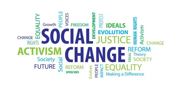 Uma Ilustração Palavras Relacionadas Mudança Social Diferentes Tamanhos Isoladas Fundo — Fotografia de Stock