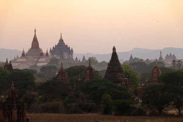 Una Hermosa Vista Los Templos Antiguos Bagan Myanmar — Foto de Stock