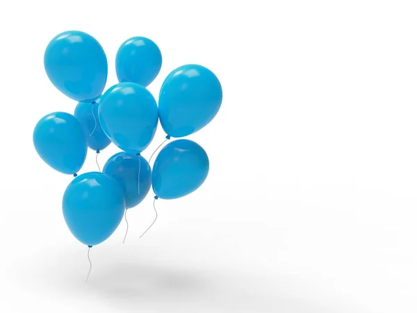 Uma Renderização Balões Azuis Isolados Fundo Branco — Fotografia de Stock