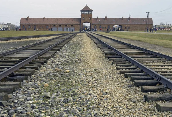 Oswiecim Polonia Febrero 2008 Entrada Antiguo Campo Exterminio Nazi Auschwitz —  Fotos de Stock