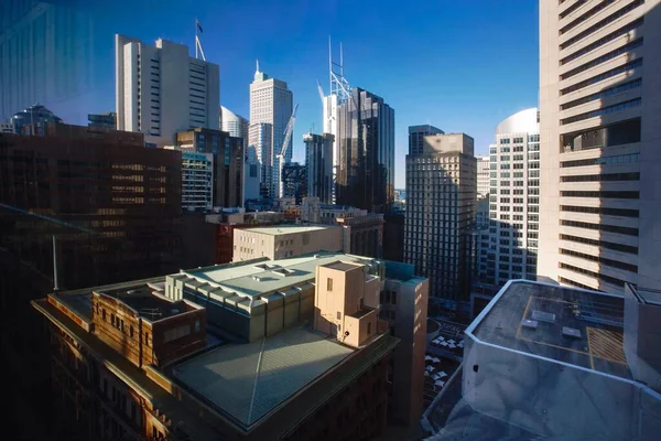 Een Hoge Hoek Opname Van Moderne Gebouwen Wolkenkrabbers Sydney Zakenwijk — Stockfoto