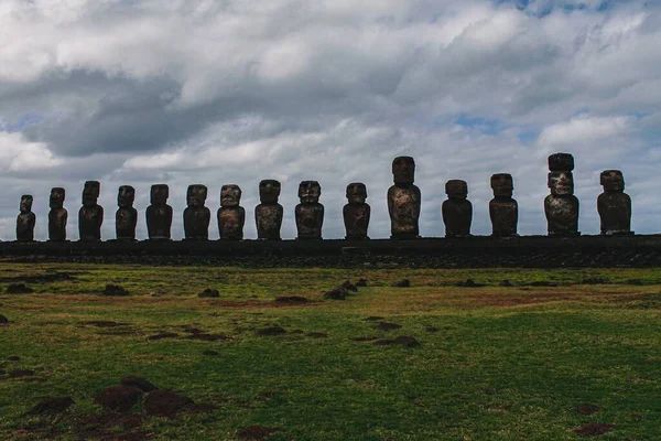 Famous Rapa Nui Statues Rapa Nui National Park Chile — Stock Photo, Image