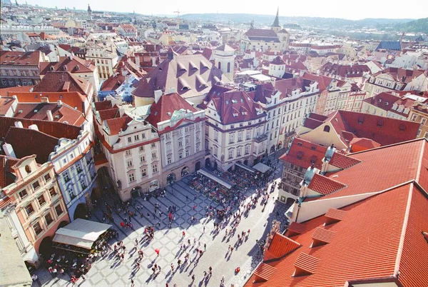 Luftaufnahme Von Dächern Und Häusern Altstädter Ring Prag — Stockfoto