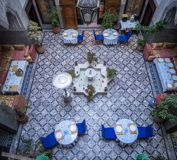 Fez Marruecos Jun 2018 Interior Riad Pequeño Hotel Familiar Medina — Foto de Stock