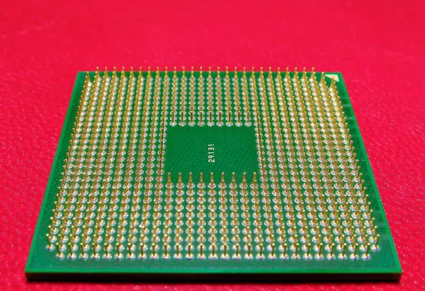 Een Hoge Hoek Opname Van Pinnen Van Een Microprocessor Een — Stockfoto