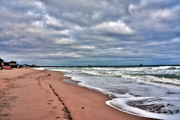 Plage Eforie Nord Roumanie Par Une Journée Nuageuse — Photo