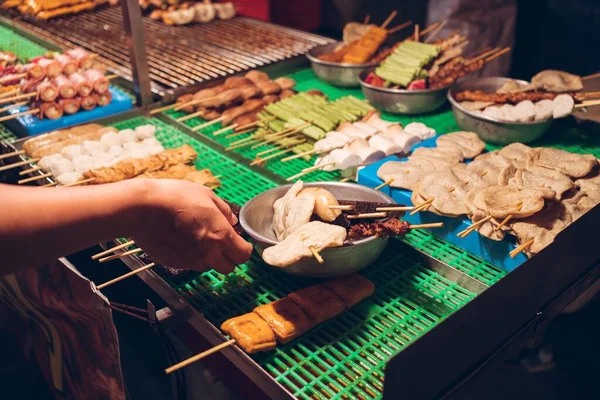 Primer Plano Barbacoa Tradicional Taiwanesa Mercado Nocturno Tradicional Zhubei Taiwán — Foto de Stock