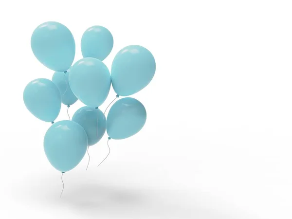 Uma Renderização Balões Azuis Isolados Fundo Branco — Fotografia de Stock