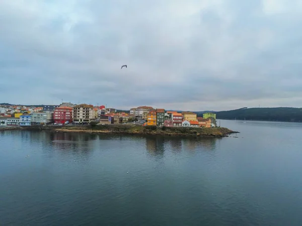 Letecký Pohled Přístav Vesnici Galicie Španělsko Zobrazení Dronů — Stock fotografie