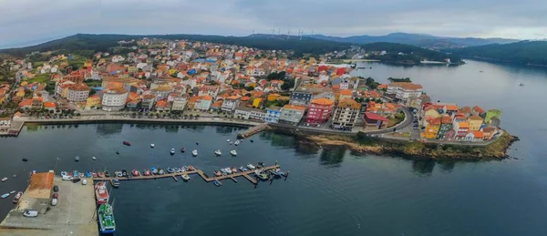 Vista Aérea Del Puerto Pueblo Galicia España Vista Del Dron —  Fotos de Stock