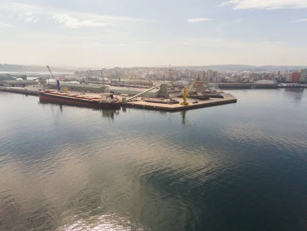 Coruna Vista Aérea Área Portuária Galiza Espanha Drone Foto — Fotografia de Stock